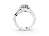 White gold Fancy Blue Heart Cut Diamond Halo Ring with Split Shank Pavé Band and Four-Prong Setting_61