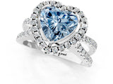 White gold Fancy Blue Heart Cut Diamond Halo Ring with Split Shank Pavé Band and Prong Setting_80