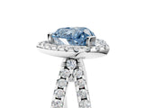 White gold Fancy Blue Heart Cut Diamond Halo Ring with Split Shank Pavé Band and Prong Setting_83
