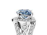 White gold Fancy Blue Heart Cut Diamond Halo Ring with Split Shank and Bezel Accents and Four-Prong Setting_5