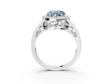 White gold Fancy Blue Heart Cut Diamond Halo Ring with Split Shank and Bezel Accents and Prong Setting_3