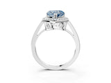 White gold Fancy Blue Heart Cut Diamond Halo Ring with Split Shank and Four-Prong Setting_78