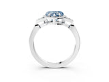 White gold Fancy Blue Heart Cut Diamond Halo Ring with Tapered Band and Four-Prong Setting_22