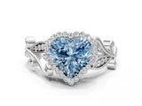 White gold Fancy Blue Heart Cut Diamond Halo Ring with Vintage Split Shank and Four-Prong Setting_107