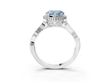 White gold Fancy Blue Heart Cut Diamond Halo Ring with Vintage Split Shank and Four-Prong Setting_88