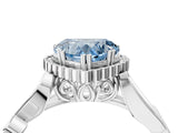 White gold Fancy Blue Heart Cut Diamond Halo Ring with Vintage Split Shank and Four-Prong Setting_89