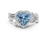 White gold Fancy Blue Heart Cut Diamond Halo Ring with Vintage Split Shank and Four-Prong Setting_91