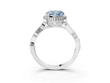 White gold Fancy Blue Heart Cut Diamond Halo Ring with Vintage Split Shank and Four-Prong Setting_94