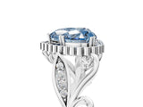 White gold Fancy Blue Heart Cut Diamond Halo Ring with Vintage Split Shank and Four-Prong Setting_96