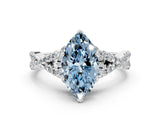 White gold Fancy Blue Heart Cut Diamond  Halo Twist Band Solitaire Prong Setting Ring_12