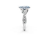 White gold Fancy Blue Heart Cut Diamond  Halo Twist Band Solitaire Prong Setting Ring_14