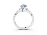 White gold Fancy Blue Heart Cut Diamond  Halo Twist Band Solitaire Prong Setting Ring_15