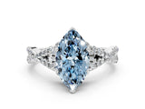 White gold Fancy Blue Heart Cut Diamond  Halo Twist Band Solitaire Prong Setting Ring_25