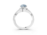 White gold Fancy Blue Heart Cut Diamond  Halo Twist Band Solitaire Prong Setting Ring_28