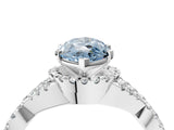 White gold Fancy Blue Heart Cut Diamond  Halo Twist Band Solitaire Prong Setting Ring_29