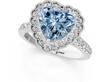 White gold Fancy Blue Heart  Cut Diamond Milgrain Floral Halo Engagement Ring with Pavé Band_16