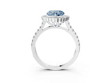 White gold Fancy Blue Heart  Cut Diamond Milgrain Floral Halo Engagement Ring with Pavé Band_18