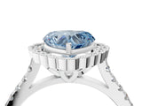White gold Fancy Blue Heart  Cut Diamond Milgrain Floral Halo Engagement Ring with Pavé Band_19