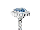 White gold Fancy Blue Heart  Cut Diamond Milgrain Floral Halo Engagement Ring with Pavé Band_20