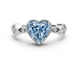 White gold Fancy Blue Heart  Cut Diamond Milgrain Marquise Band with Prong Setting_3