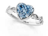 White gold Fancy Blue Heart  Cut Diamond Milgrain Marquise Band with Prong Setting_4