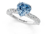 White gold Fancy Blue Heart Cut Diamond Pavé Band Solitaire Ring with Prong Setting_74