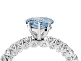 White gold Fancy Blue Heart Cut Diamond Pavé Band Solitaire Ring with Prong Setting_77
