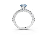 White gold Fancy Blue Heart Cut Diamond Pavé Band Solitaire Ring with Prong Setting_78
