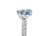White gold Fancy Blue Heart Cut Diamond Pavé Band Solitaire Ring with Prong Setting_80