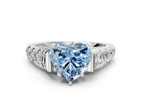 White gold Fancy Blue Heart  Cut Diamond Pavé Band Solitaire with Four-Prong Setting_15
