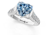 White gold Fancy Blue Heart  Cut Diamond Pavé Band Solitaire with Four-Prong Setting_16