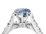 White gold Fancy Blue Heart  Cut Diamond Pavé Band Solitaire with Four-Prong Setting_19