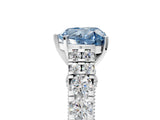 White gold Fancy Blue Heart  Cut Diamond Pavé Band Solitaire with Four-Prong Setting_20