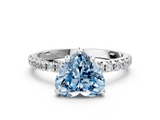 White gold Fancy Blue Heart  Cut Diamond Pavé Band Solitaire with Four-Prong Setting_3