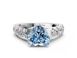 White gold Fancy Blue Heart  Cut Diamond Pavé Band Solitaire with Four-Prong Setting_3