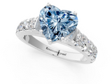 White gold Fancy Blue Heart  Cut Diamond Pavé Band Solitaire with Four-Prong Setting_4