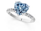 White gold Fancy Blue Heart  Cut Diamond Pavé Band Solitaire with Four-Prong Setting_4