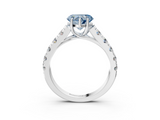 White gold Fancy Blue Heart  Cut Diamond Pavé Band Solitaire with Four-Prong Setting_6