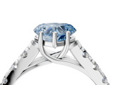 White gold Fancy Blue Heart  Cut Diamond Pavé Band Solitaire with Four-Prong Setting_7