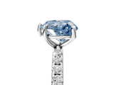 White gold Fancy Blue Heart  Cut Diamond Pavé Band Solitaire with Four-Prong Setting_8