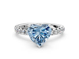 White gold Fancy Blue Heart  Cut Diamond Pavé Band with Four-Prong Setting_12