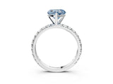 White gold Fancy Blue Heart  Cut Diamond Pavé Band with Four-Prong Setting_15
