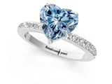 White gold Fancy Blue Heart Cut Diamond Pavé Engagement Ring with Round  Accents and Prong Setting_129