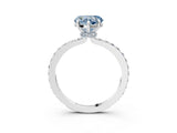 White gold Fancy Blue Heart Cut Diamond Pavé Engagement Ring with Round  Accents and Prong Setting_131
