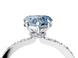 White gold Fancy Blue Heart Cut Diamond Pavé Engagement Ring with Round  Accents and Prong Setting_132