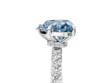 White gold Fancy Blue Heart Cut Diamond Pavé Engagement Ring with Round  Accents and Prong Setting_133