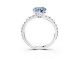 White gold Fancy Blue Heart Cut Diamond Pavé Solitaire Engagement Ring with Four-Prong Setting_163