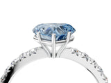 White gold Fancy Blue Heart Cut Diamond Pavé Solitaire Engagement Ring with Four-Prong Setting_164