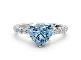 White gold Fancy Blue Heart Cut Diamond Pavé Solitaire Engagement Ring with Four-Prong Setting_168