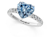 White gold Fancy Blue Heart Cut Diamond Pavé Solitaire Engagement Ring with Four-Prong Setting_169